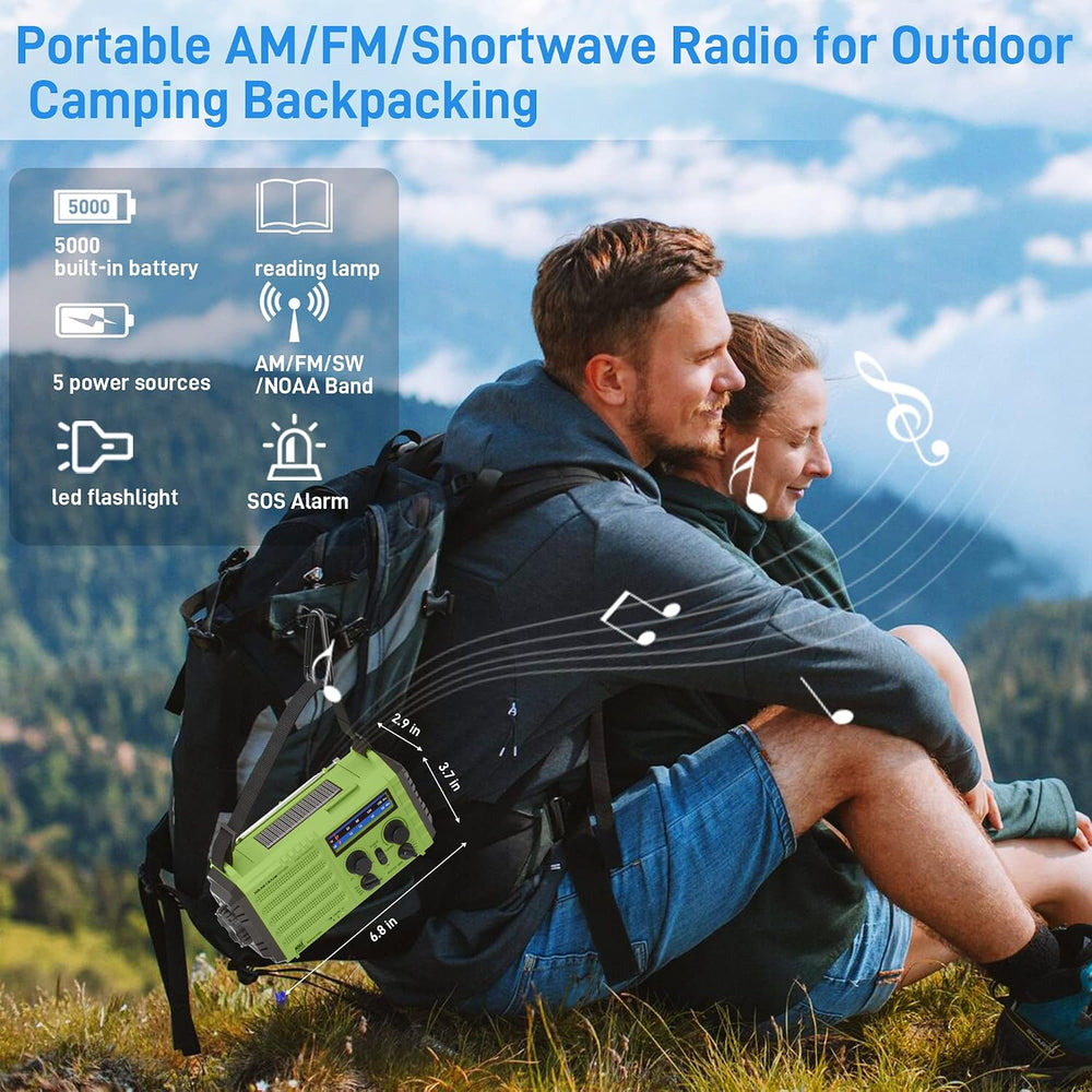 NOAA Weather Radio, Hand Crank Emergency Radio Solar Battery Operated AM FM