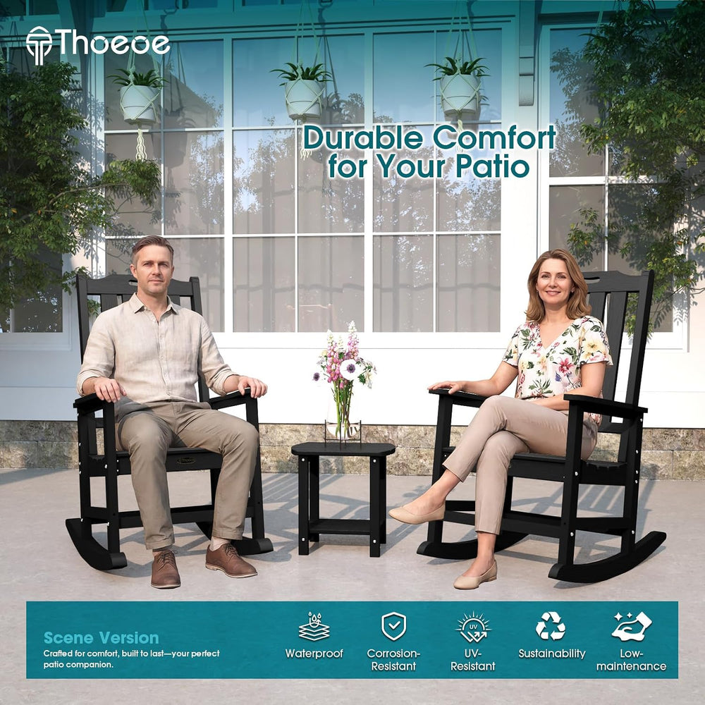 THOEOE Outdoor Rocking Chairs, Oversized Patio Rocking Chair | HDPE Outdoor R...