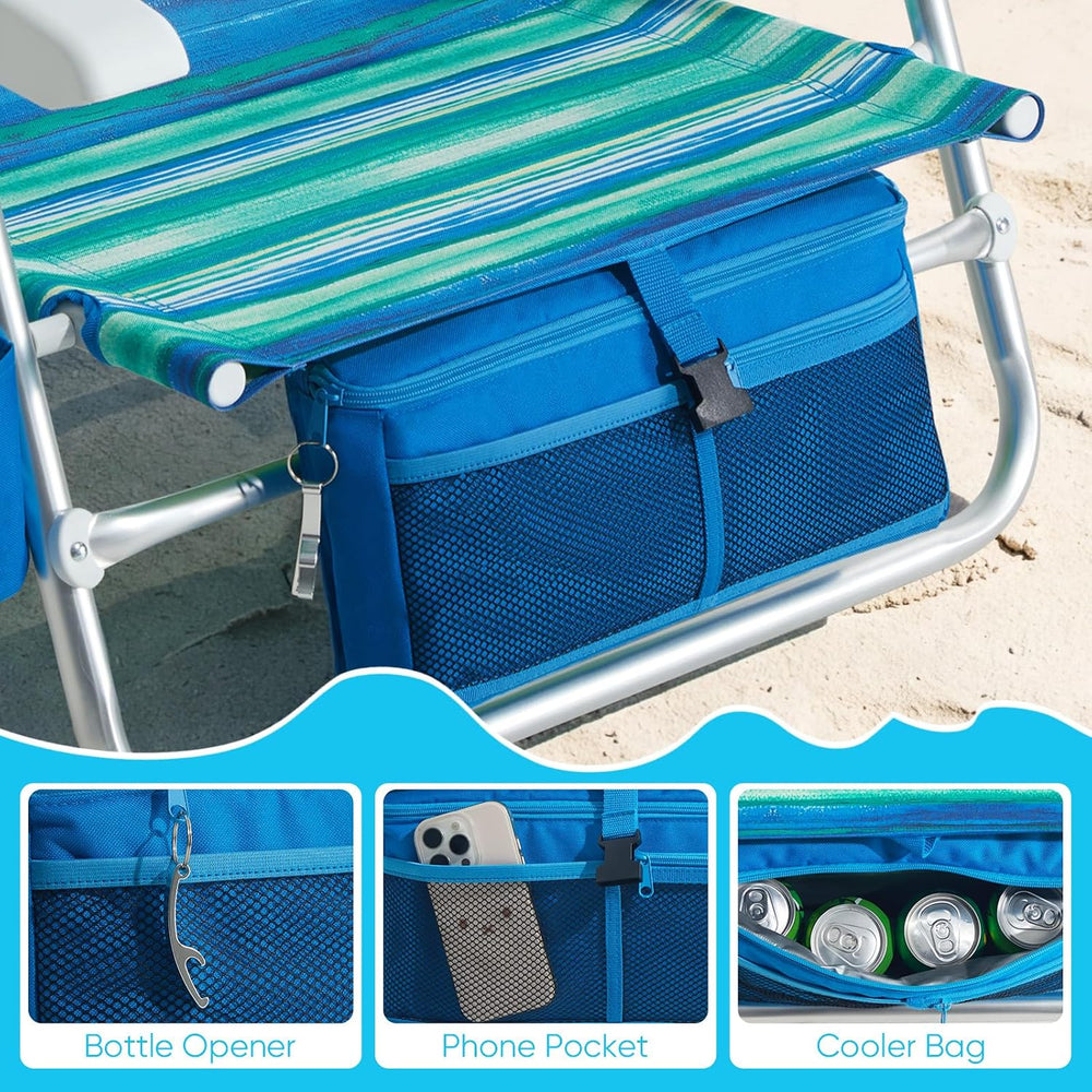 Old Bahama Bay Beach Chairs for Adults, 7-Position Classic Lay Flat Beach Cha...