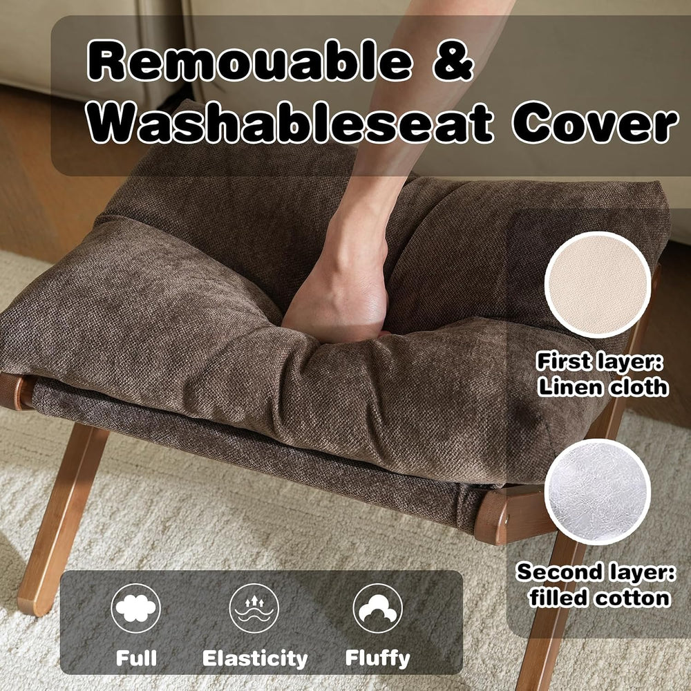 Baveke Ottoman Foot Rest- Bamboo Foldable Stool, Foot Stools Small Ottman wit...