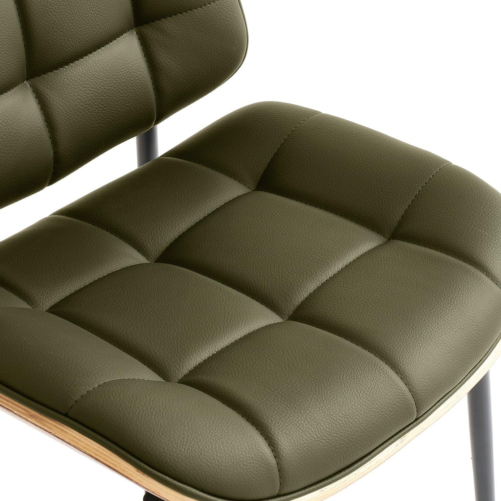 GrandNoor Mid Century Modern Dining Chairs with Walnut Grain Back, Green Faux...