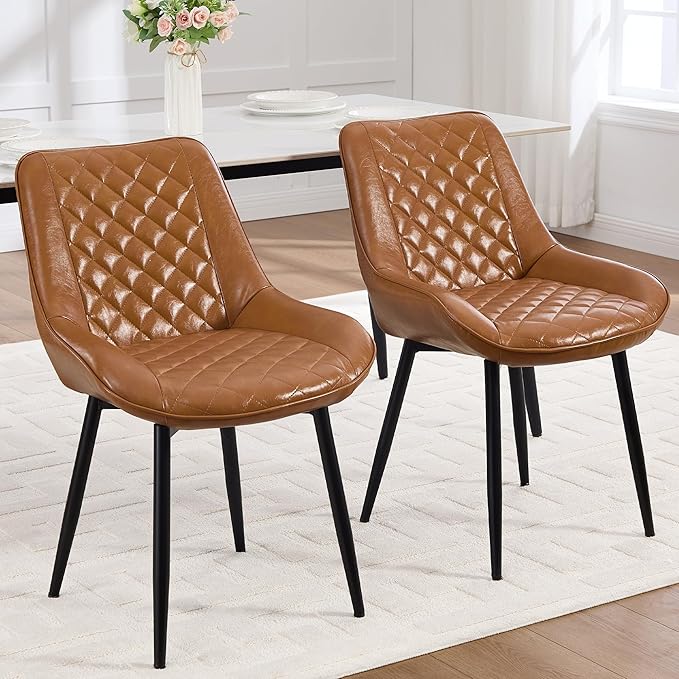 Dining Chair Set of 8, Modern Dining Chairs with Thick Cushions, Faux Leather...