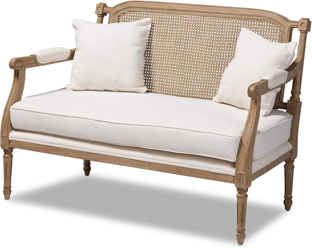 Baxton Studio Love Seats, Ivory/Oak