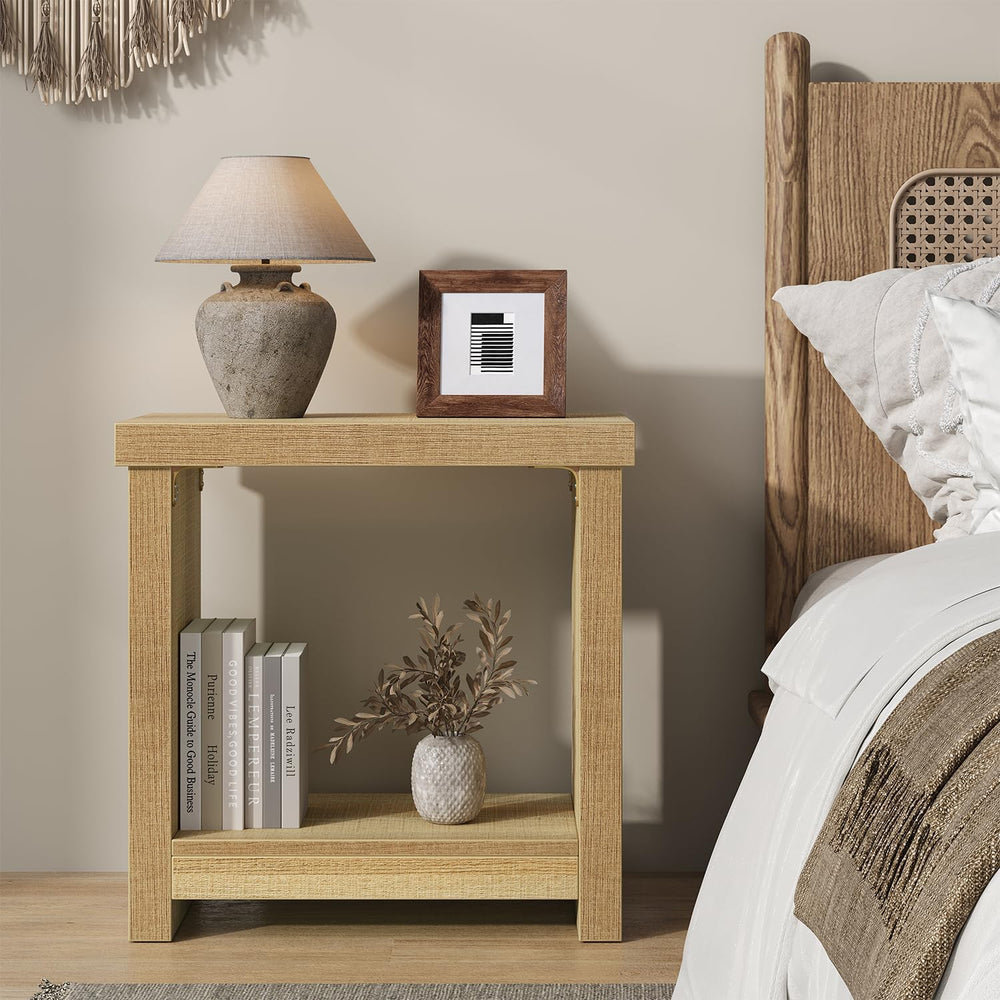 End Tables Set of 2 for Living Room, Narrow Side Tables with Storage Shelves,...