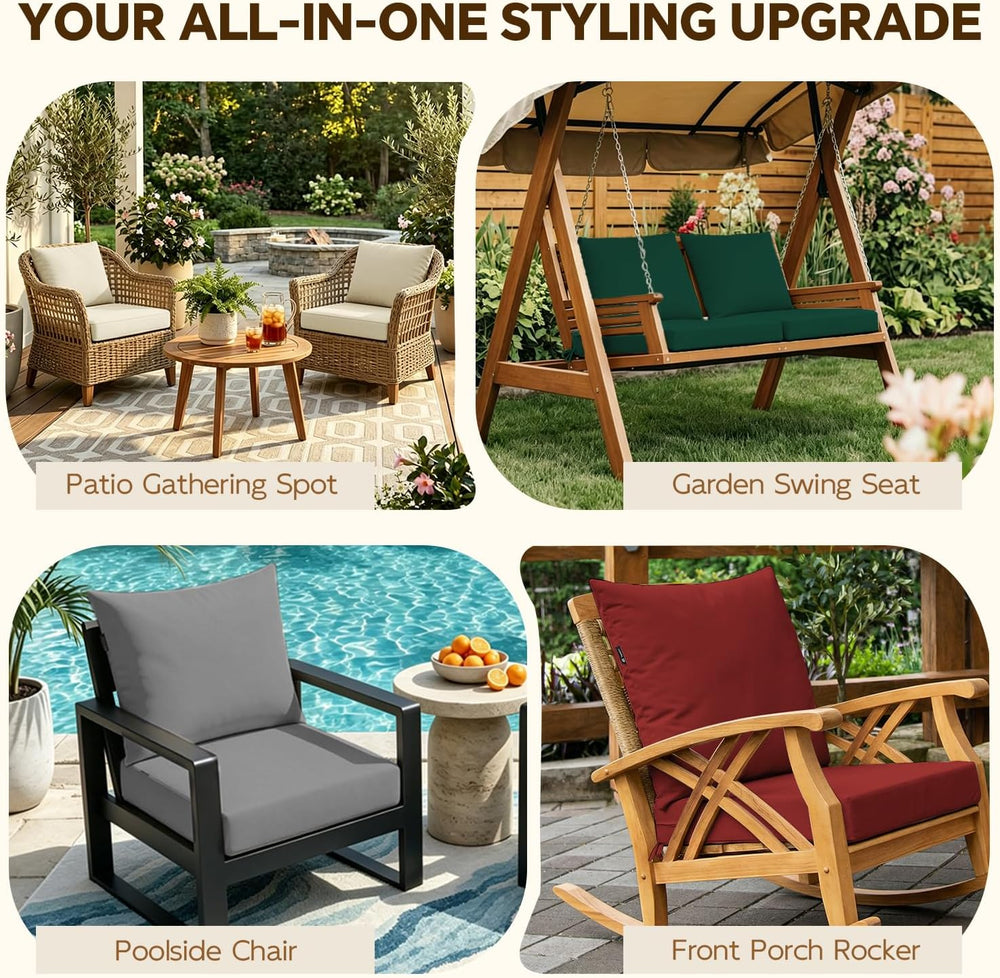 Favoyard Outdoor Chair Cushions Set, Green, 22 x 24 x 4 inch