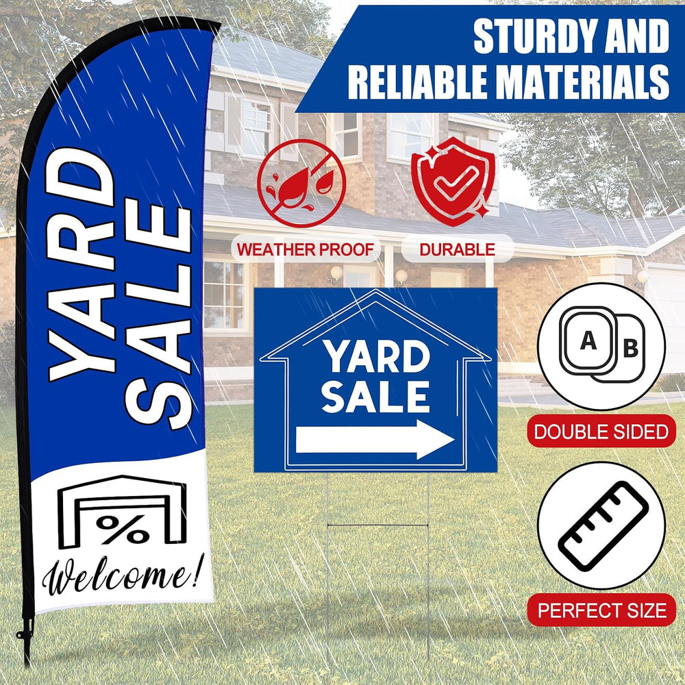 Buryeah Yard Sale Feather Flag Signs Set, 1 Pack 7ft Yard Sale Banner with Po...