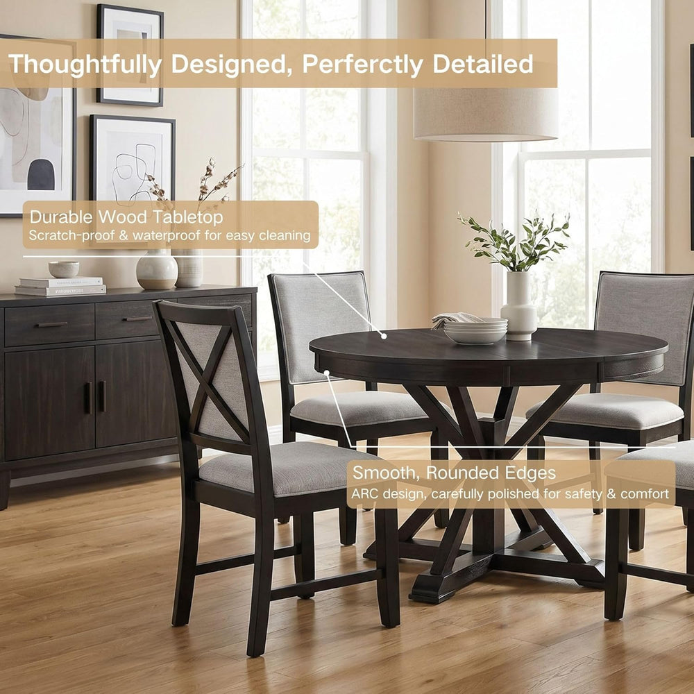 42"-54" Extendable Dining Table for 4-6 People Farmhouse Round/Oval...
