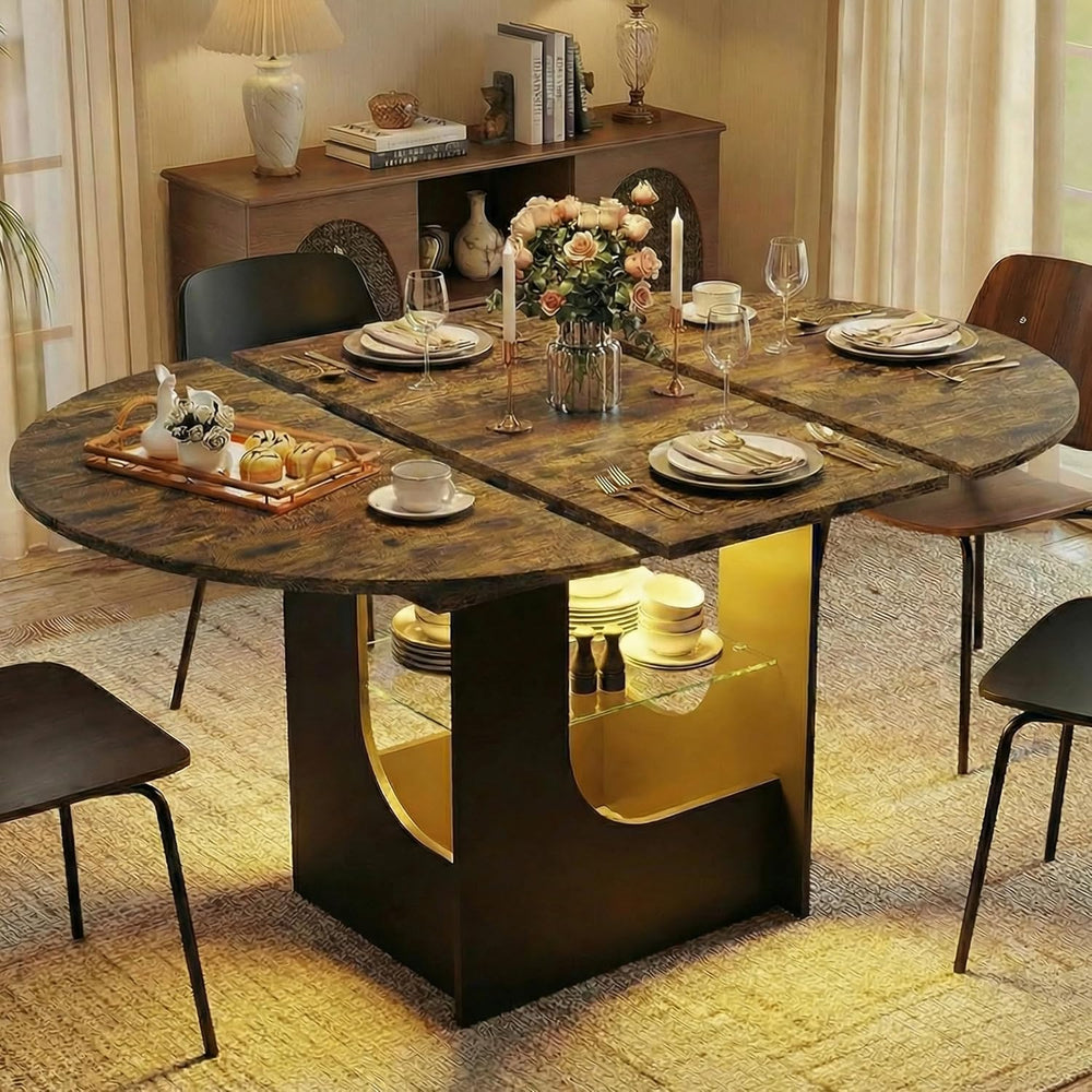 ARTETHYS 43.3"-59" Extendable Round Dining Room Table for 4-8 with ...
