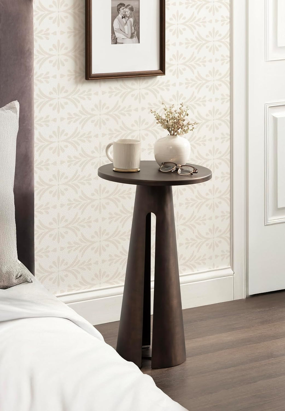 Kate and Laurel Picard Modern Metal Round Side Table, 14 x 14 x 24, Bronze, S...