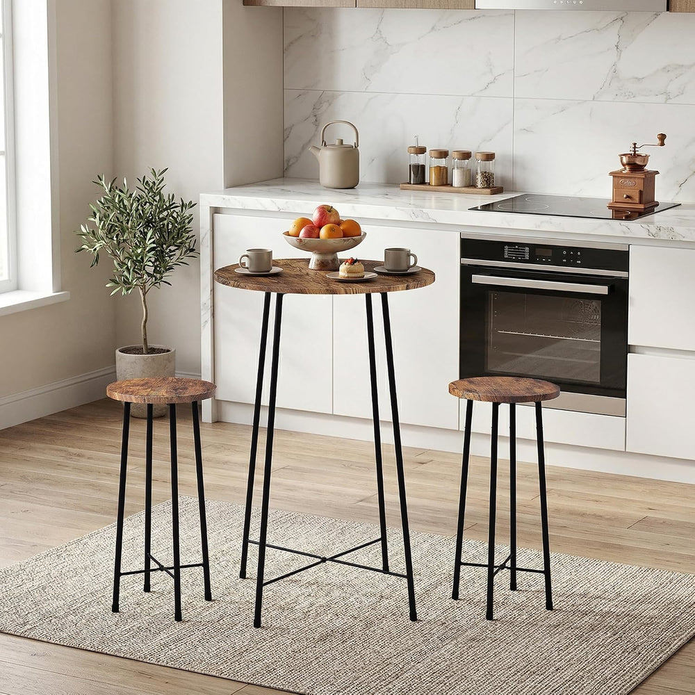 VECELO 3 Piece Pub Table and Chairs Sets Counter Height Bistro Bar Sets with ...