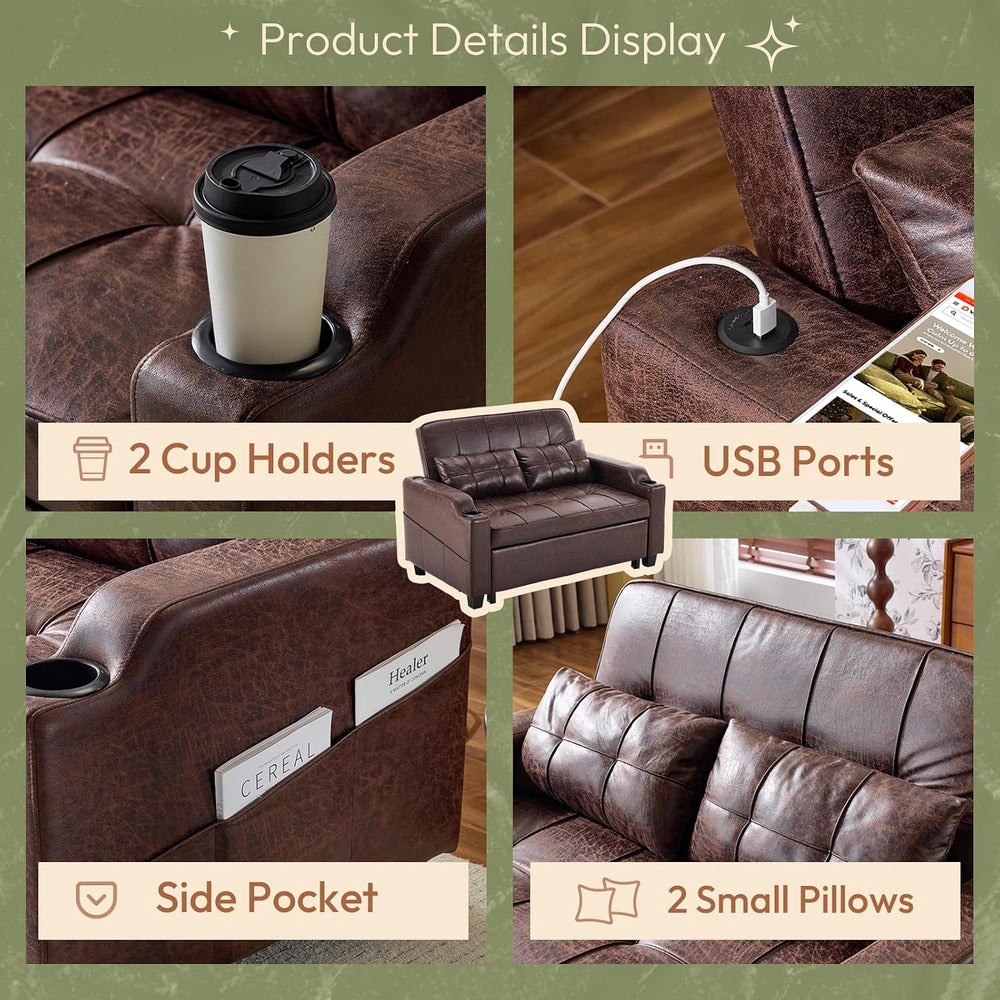 VINGLI Rustic Futon Sofa Bed Convertible Loveseat Sleeper Sofa Couch, Pullout...