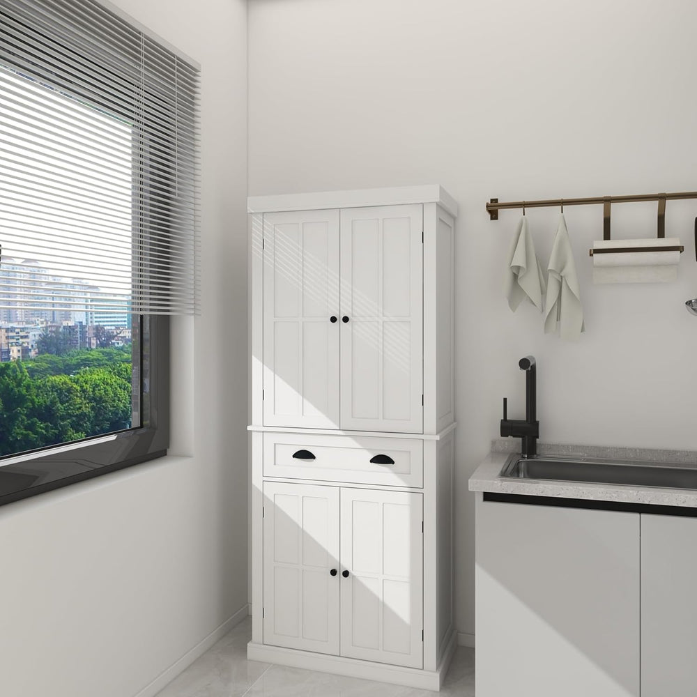 71" Pantry Cabinet, Freestanding Tall Cupboard Storage Cabinet with a Dr...