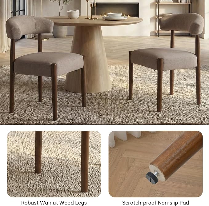 VKNOW Wooden Dining Chairs Set of 2, Modern Upholstered Dining Room Chairs wi...