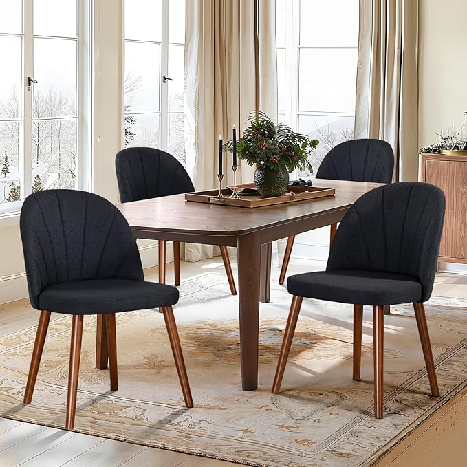 Fabric Dining Chairs Set of 2, Upholstered Mid Century Modern Dining Chairs, ...