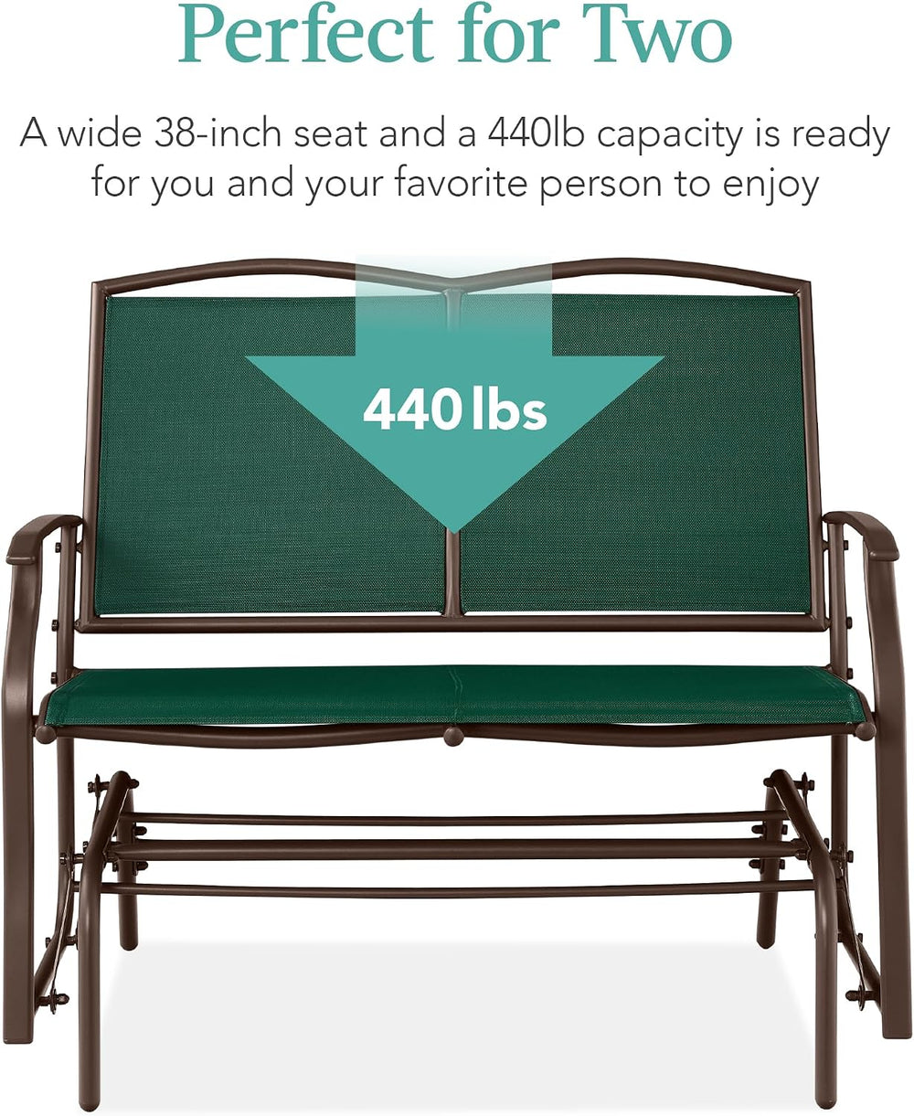 Best Choice Products 2-Person Outdoor Patio Swing Glider Steel Bench Loveseat...