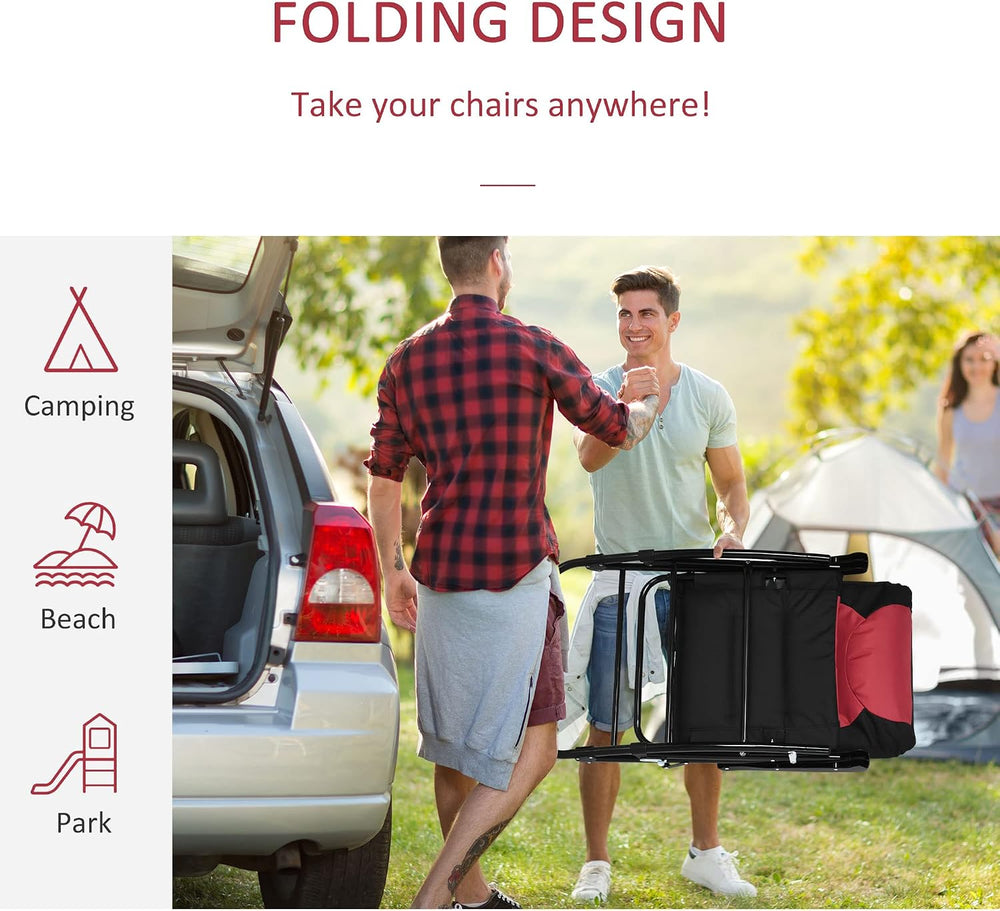 Outsunny Oversized Folding Rocking Camping Chair Set of 2, Padded Outdoor Roc...