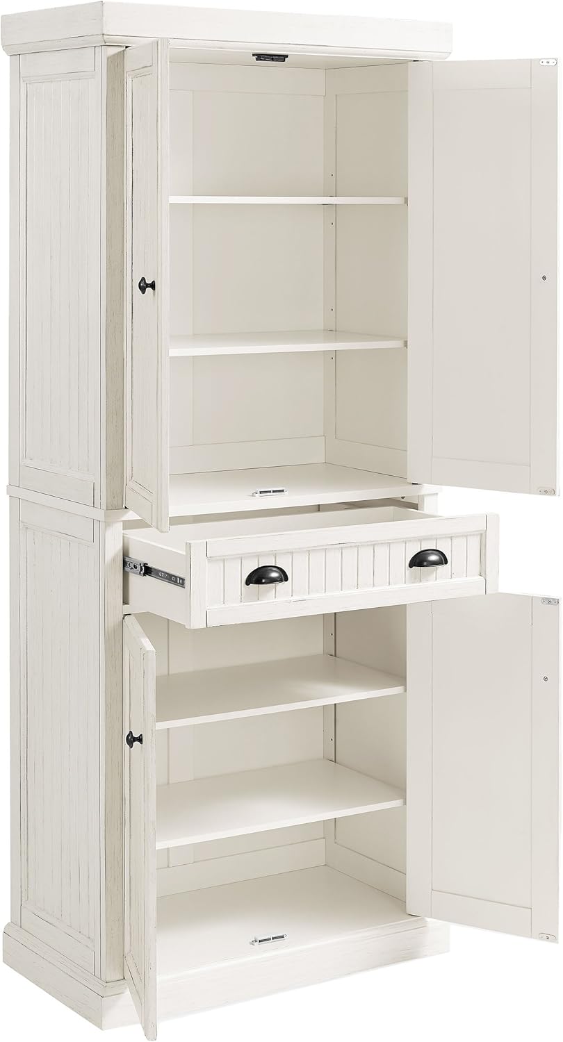 Crosley Furniture Seaside Kitchen Storage Bundle - Pantry Cabinet and Hall Tr...