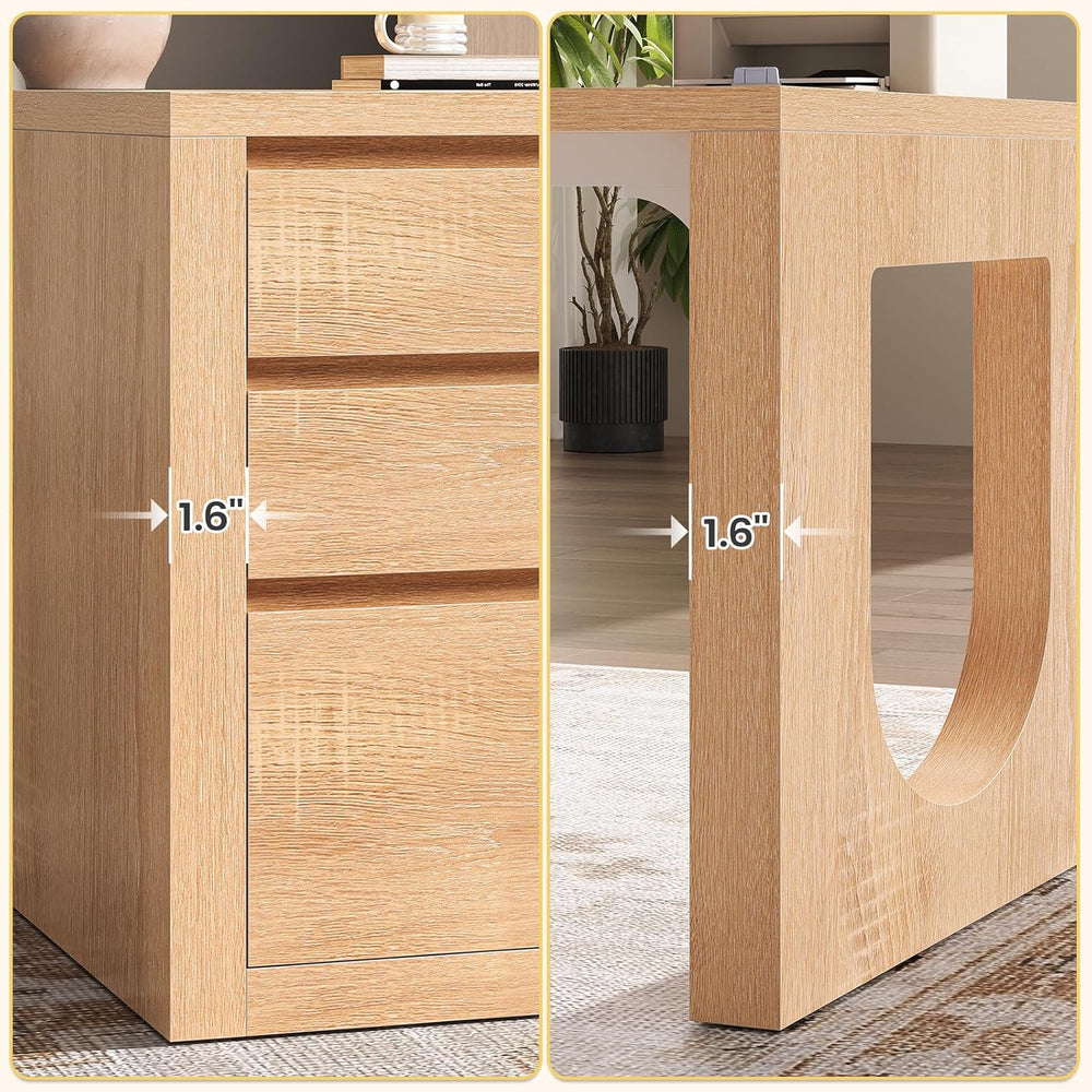 SEDETA 63" L Shaped Desk with 3 Drawers, Modern Executive Office Desk wi...