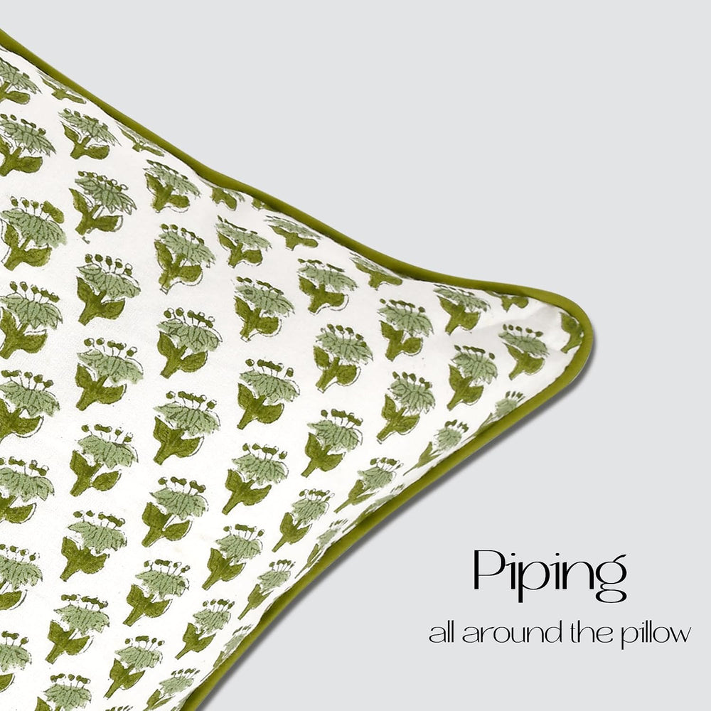 CPC Emerald Green Block Print Pillow Sham Cover 14x36 Inch, Pack of 1