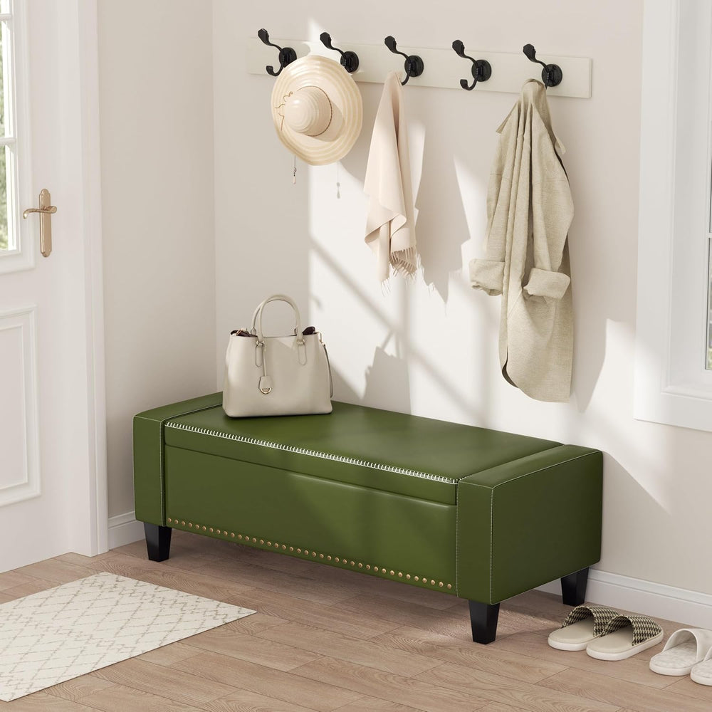 AKMAKM 49''W Storage Ottoman Bench, 30 Gallons End of Bed Bench, Faux...
