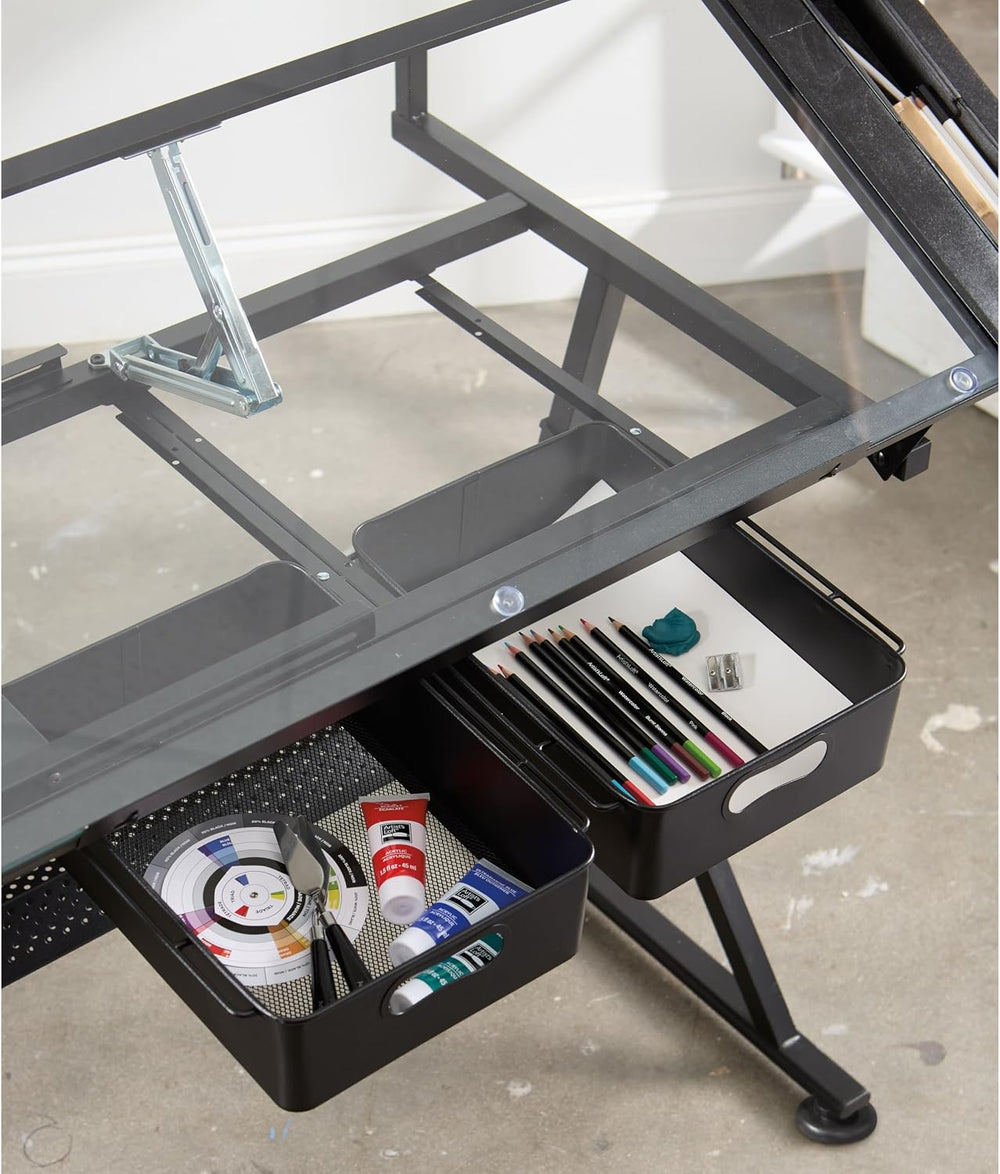 Artist's Loft Artist Table - Glass-Top Table for Drafting, Drawing, Sketc...
