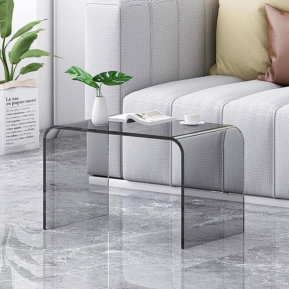 C Shaped Acrylic Side Table,Modern End Table for Sofa,Multipurpose Transparen...