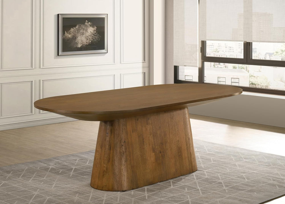 Terra 88" Transitional Oval Dining Table with Mid-Century Modern Inspire...
