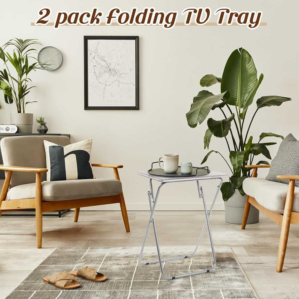 Geetery 2 Pack Folding TV Tray Tables No Assembly Required 18.9 x 15 x 26 in ...