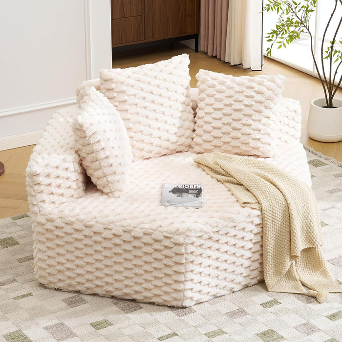 VINGLI Hexagon Boneless Chair, Modern Modular Chaise Lounge Sofa Bed, Corner Chair with Pillows, Plush Corduroy Upholstered Lazy Sofa for Living Room, Bedroom, Apartment, No Assembly Required