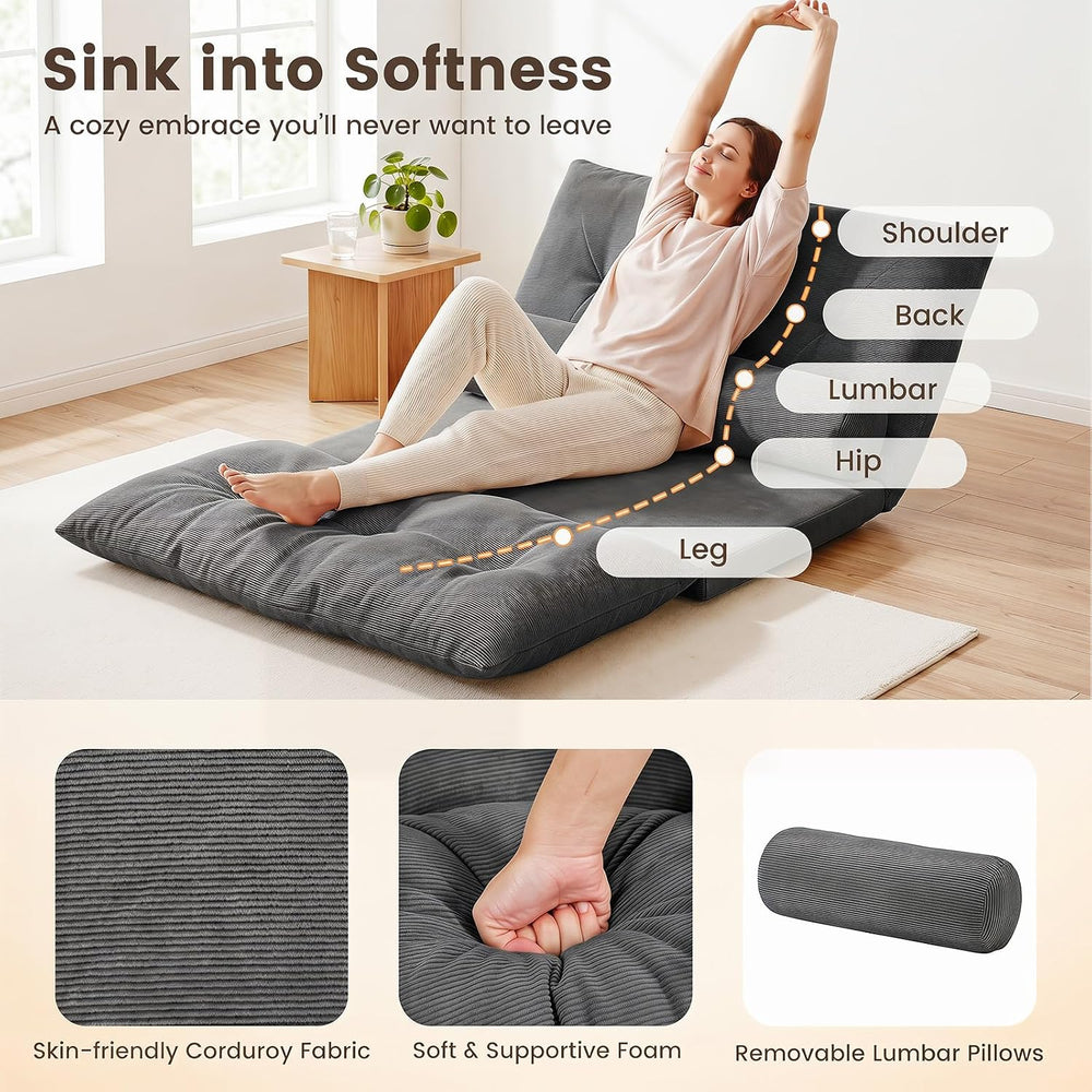 GIANTEX Adjustable Floor Sofa Couch with 2 Pillows, Multi-Functional 6-Positi...