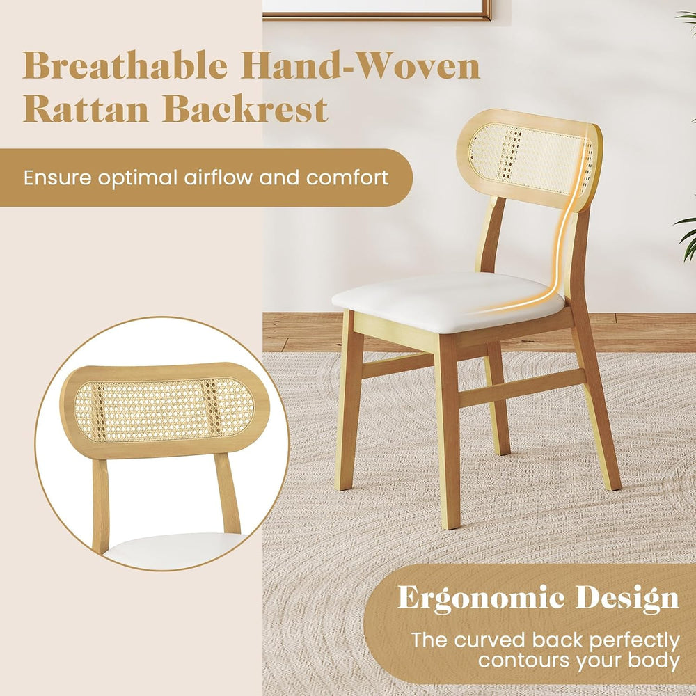 Giantex Wooden Dining Chairs Set of 2, Faux Leather Upholstered Kitchen Chair...