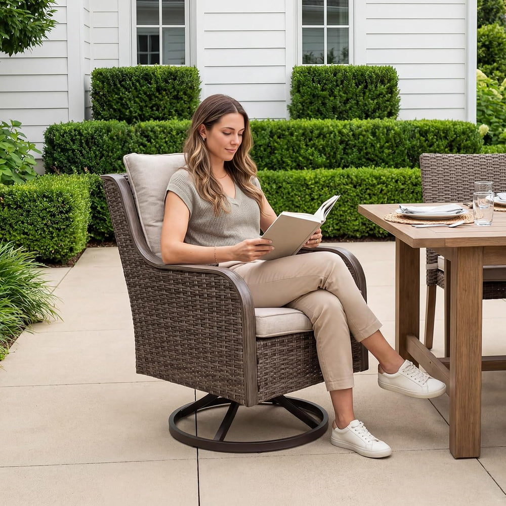 Loungewave Swivel PE Wicker Chair, Outdoor High Back Swivel Patio Chair, 360 ...
