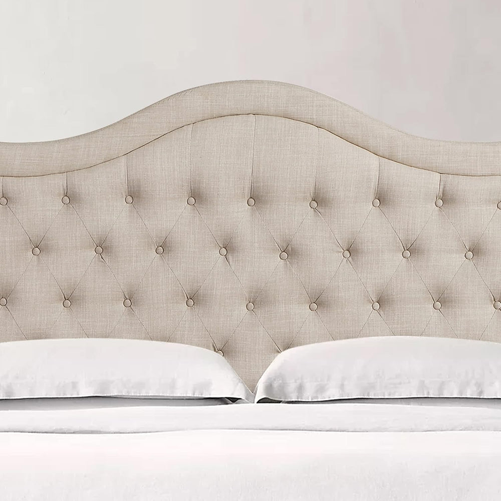 Rosevera Niana Upholstered Tufted Natural Linen Adjustable Headboard Bed with...