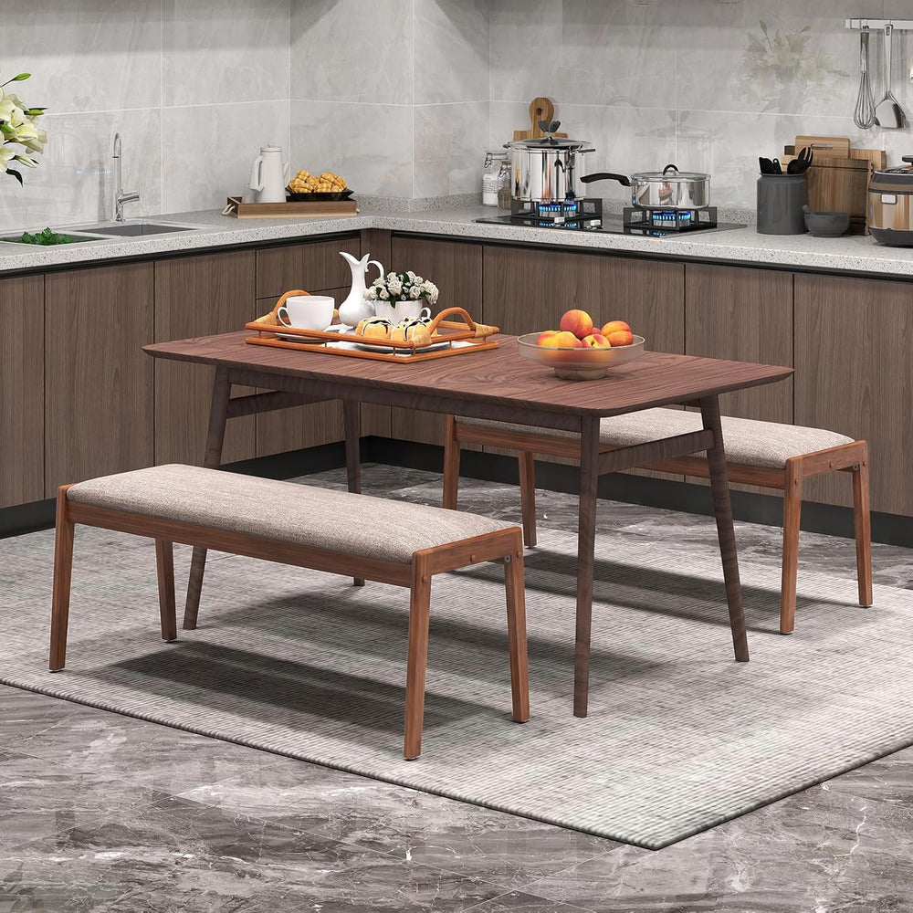 Giantex 45" Upholstered Entryway Bench with Rubber Wood Legs & Fabri...