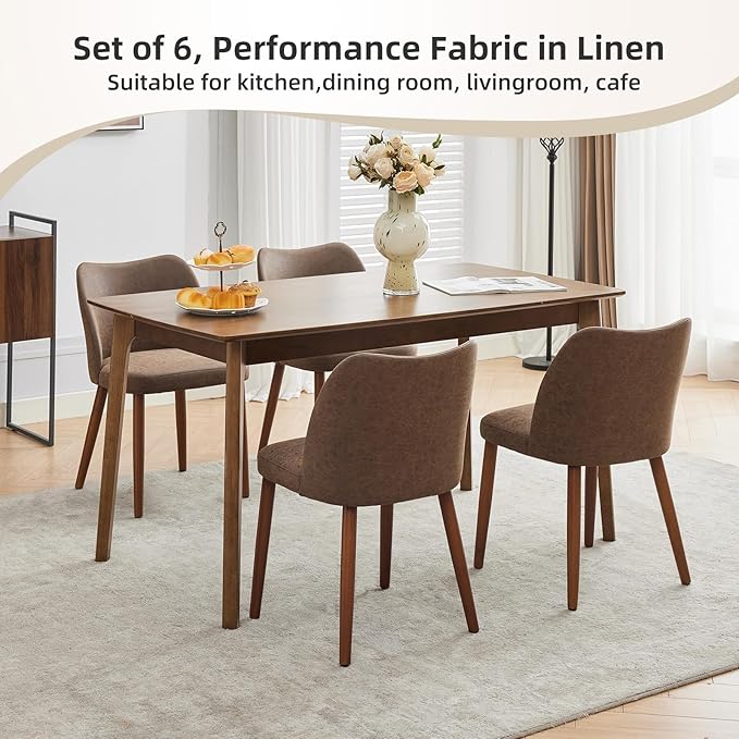Dining Chair Set of 2, Leather Upholstered Dining Chair with Wood Legs, Wing ...