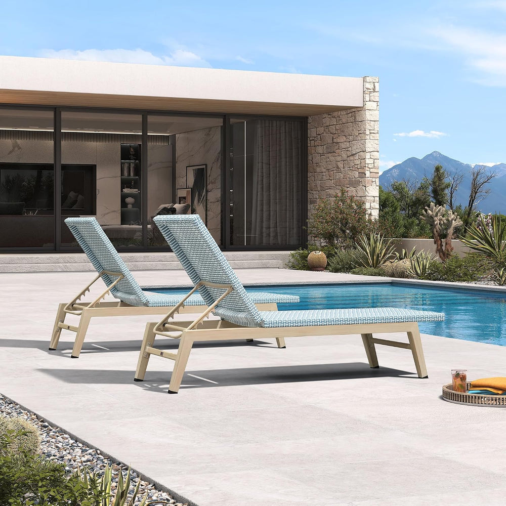 PURPLE LEAF Oversize Chaise Lounge Champagne Frame Set of 2, Pale Blue | 3-Ye...