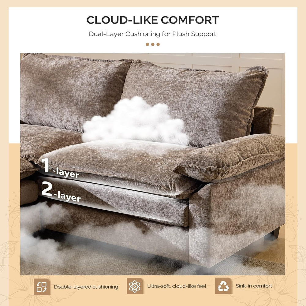 VINGLI 87" Convertible Sectional Loveseat Sofa with Deep Seat &Movab...