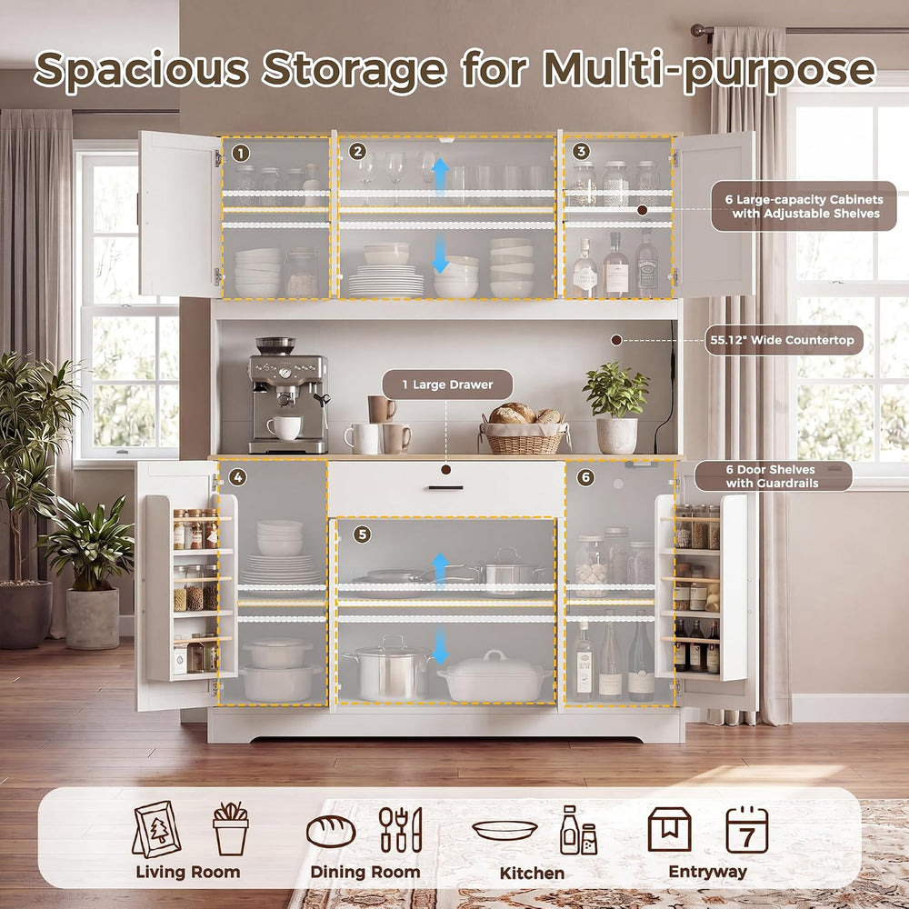 FUQARHY 71" Kitchen Pantry Storage Cabinet, Tall Kitchen Hutch with Char...