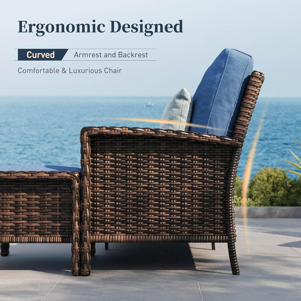 SUNSHINE VALLEY Wicker Patio Furniture Set, 7-Seat Outdoor High Back Sofa