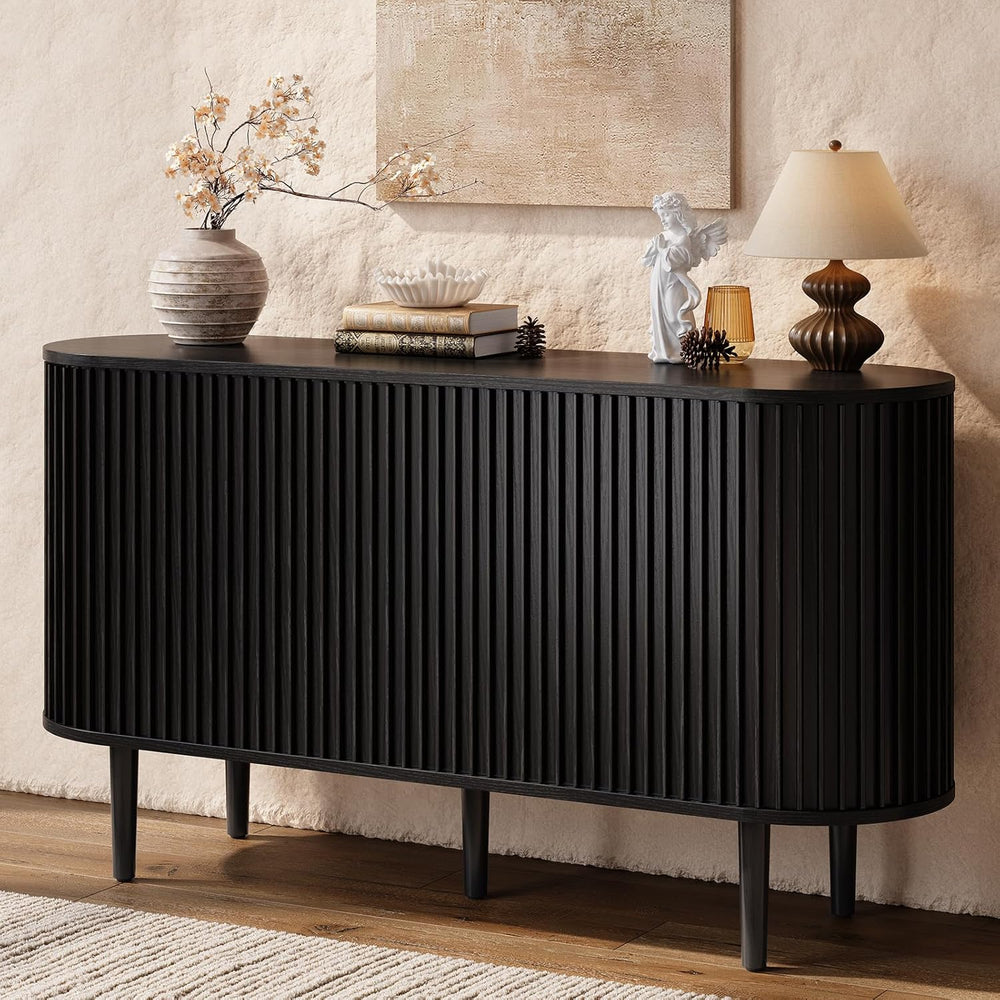 ONBRILL 55" Buffet Sideboard Cabinet with Sliding Doors, Mid-Century Mod...