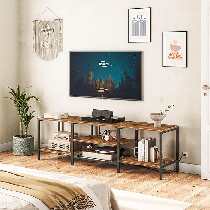 HOOBRO TV Stand with Power Outlets to 75 Inches, TV Console Table with Open S...