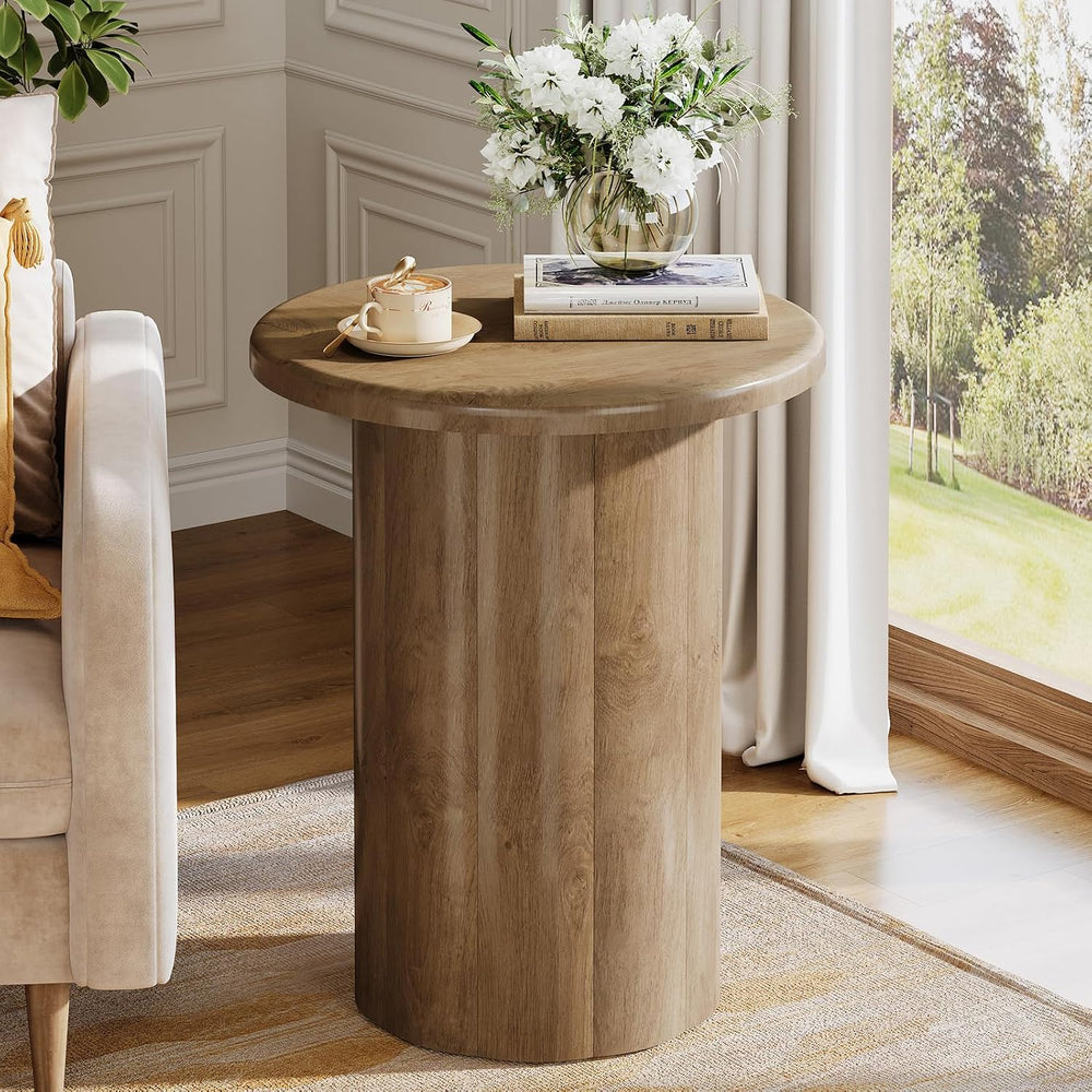 Tribesigns Round Side Table for Living Room, Farmhouse Small End Table with F...
