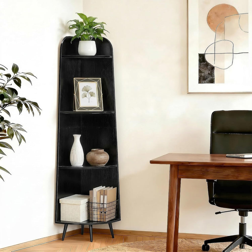 VECELO Large Corner Shelf - 66.93" Tall 4-Tier Organizer, Modern Corner ...