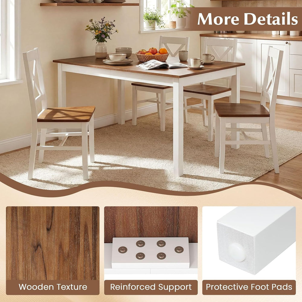 Giantex Dining Table for 4-6, 60" Rectangular Kitchen Table with Solid R...