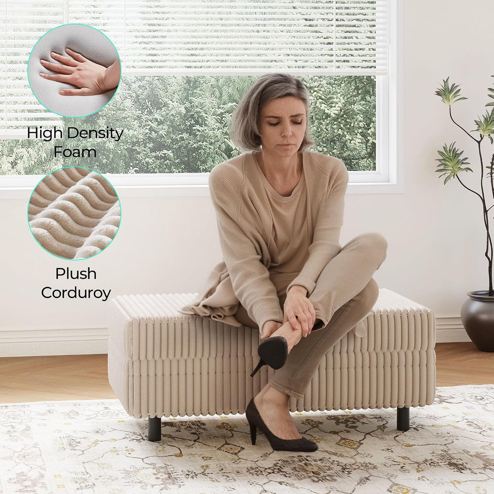 LINSY HOME Storage Ottoman Bench, 40" Convertible Coffee Table Plush Cor...