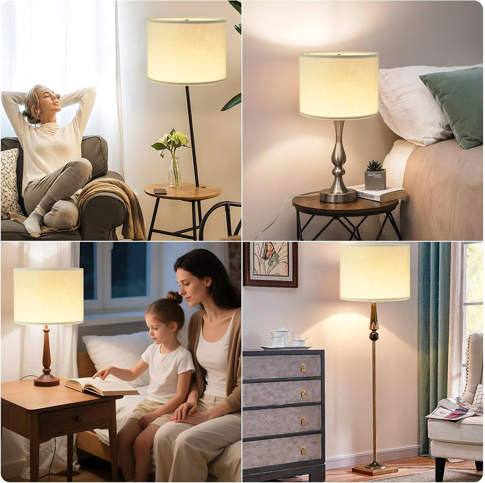 4 Pack White Drum Lamp Shades for Table Lamps, 13 Inch Top and Bottom x 10 In...