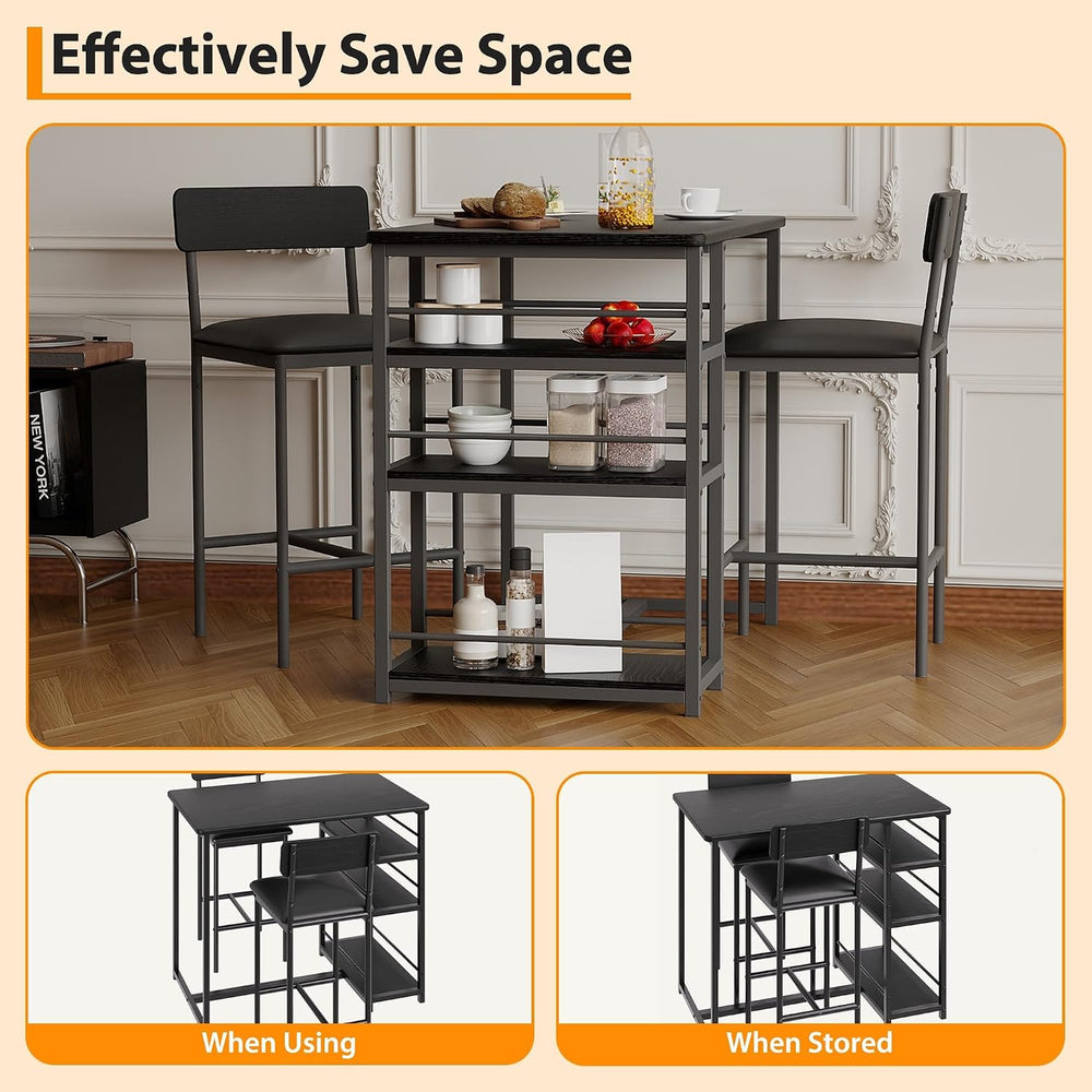 GarveeLife Farmhouse Counter Height Kitchen Table with 2 Bar Stools
