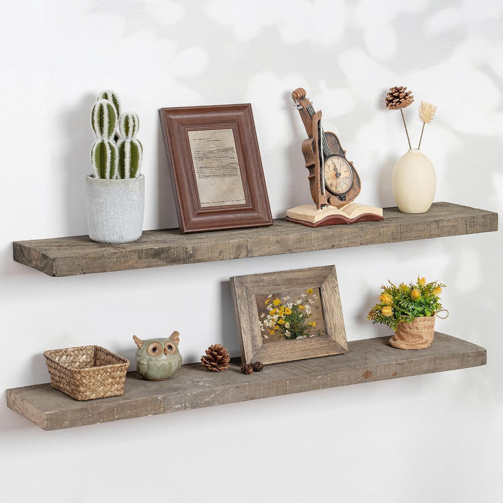 FLYJOE Floating Shelves | 8" Deep Rustic Reclaimed Barnwood Wall Hanging...