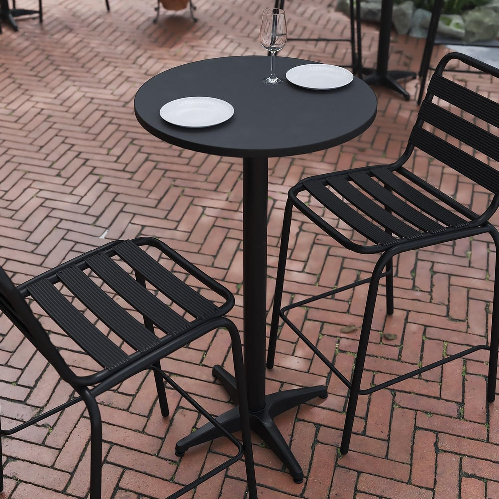 Flash Furniture 23.25 in Indoor/Outdoor Round Table with Flip-Up Top, Black