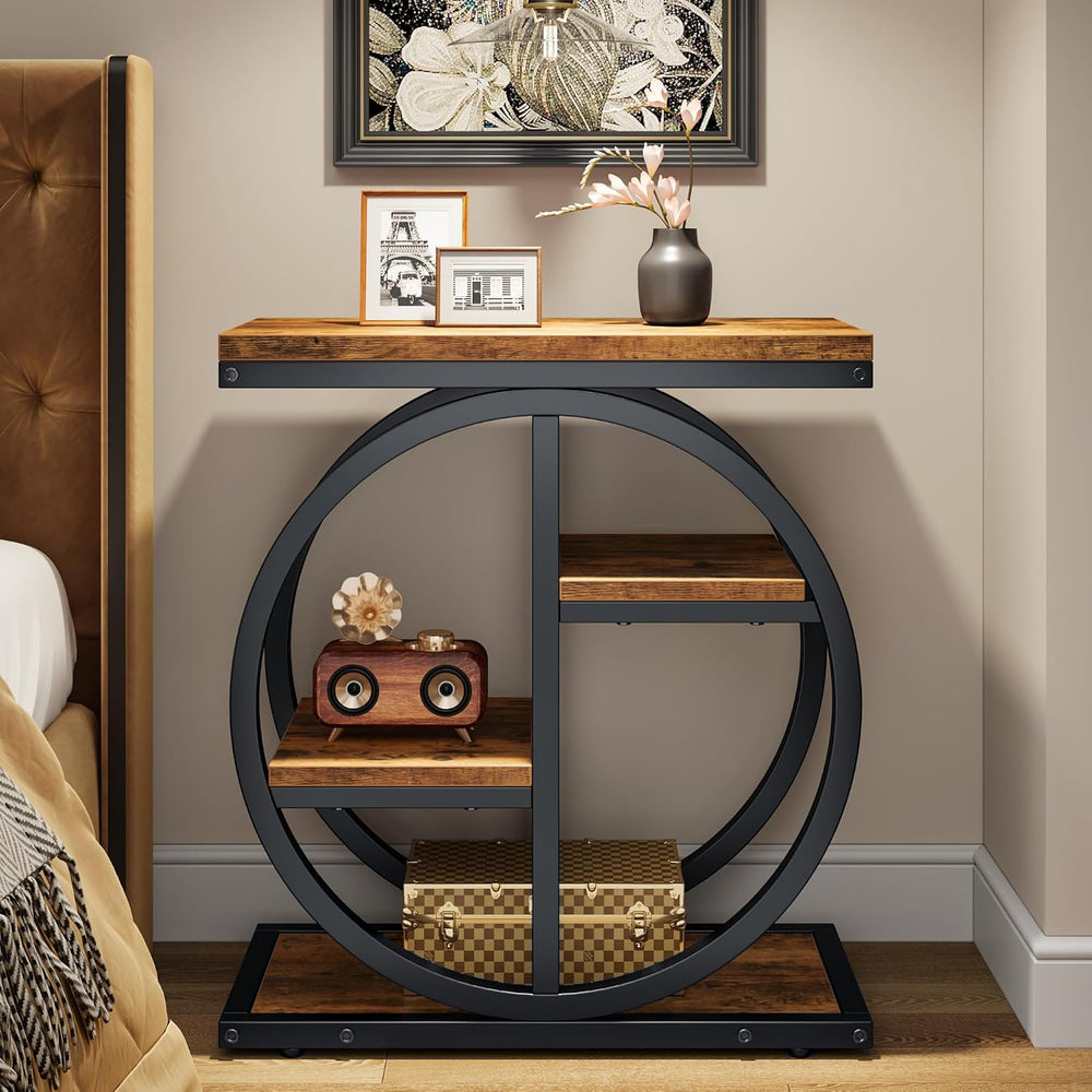 End Tables for Living Room, 4-Tier Narrow Side Table with Storage Space, Wood...